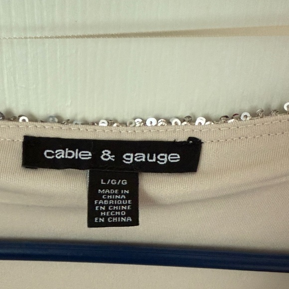 Cable & Gauge Sparkling Silver Sequin Top, Holiday Sequin Top, Large - Picture 3 of 13